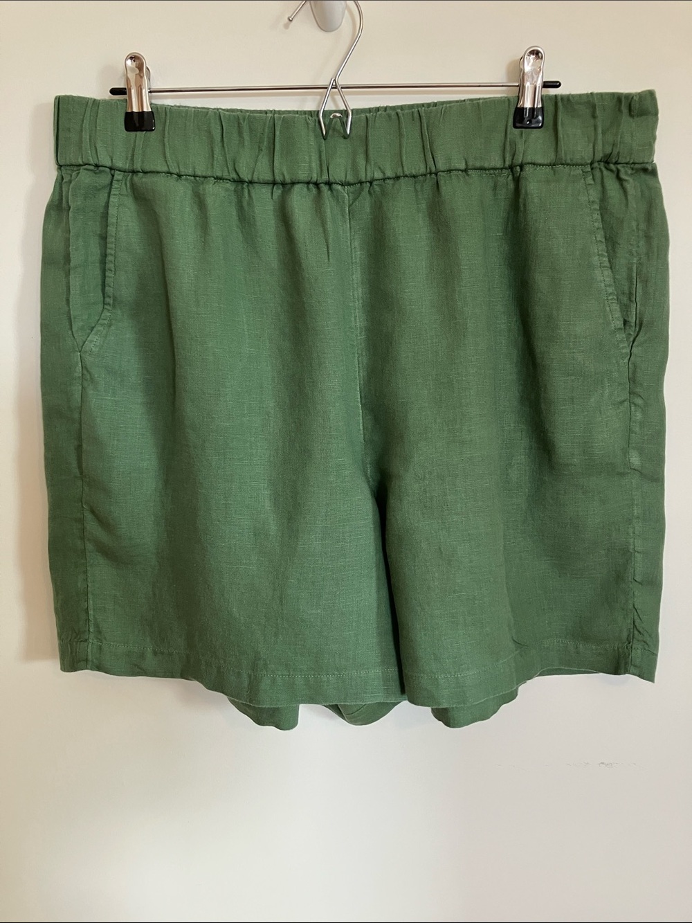 J. Crew Olive Green Linen-Blend Elastic Waist Shorts